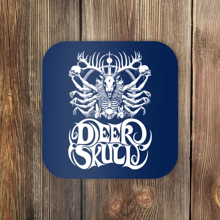 Deer Skull Band Merch Baphomet Wendigo White Design Coaster