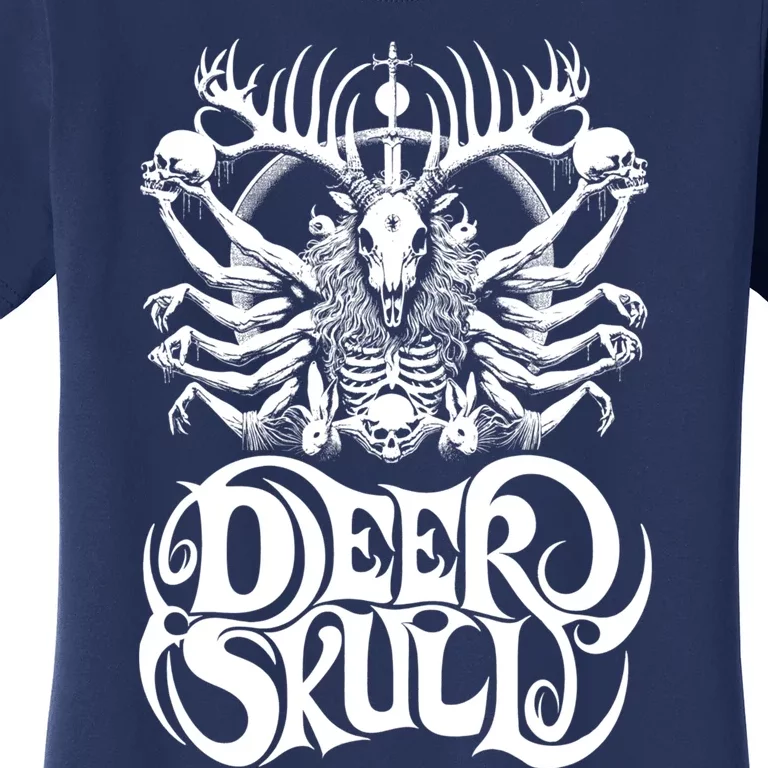 Deer Skull Band Merch Baphomet Wendigo White Design Women's T-Shirt