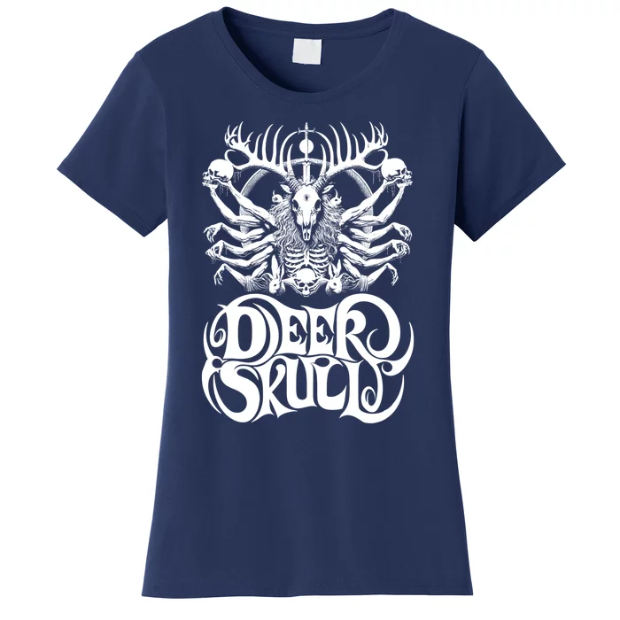 Deer Skull Band Merch Baphomet Wendigo White Design Women's T-Shirt