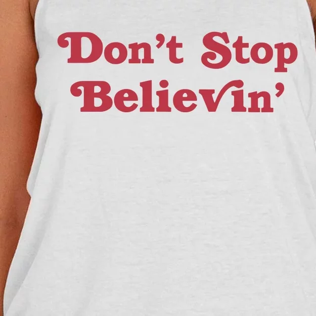 Don’T Stop Believin’ Det Women's Knotted Racerback Tank