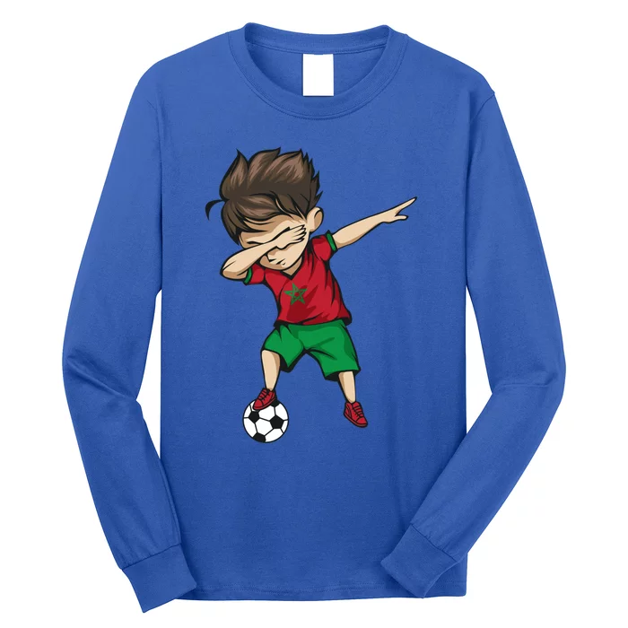 Dabbing Soccer Boy Morocco Cool Gift Moroccan Football Soccer Gift Long Sleeve Shirt