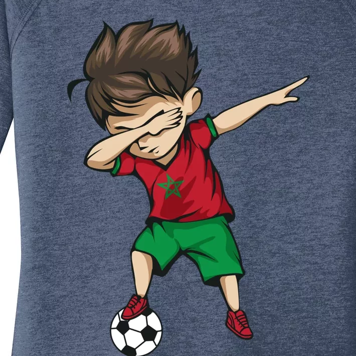 Dabbing Soccer Boy Morocco Cool Gift Moroccan Football Soccer Gift Women's Perfect Tri Tunic Long Sleeve Shirt