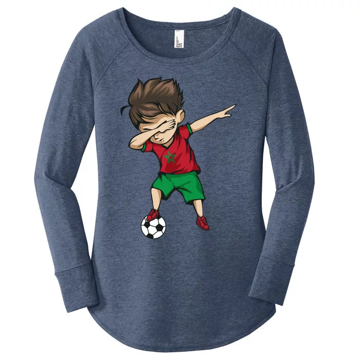 Dabbing Soccer Boy Morocco Cool Gift Moroccan Football Soccer Gift Women's Perfect Tri Tunic Long Sleeve Shirt