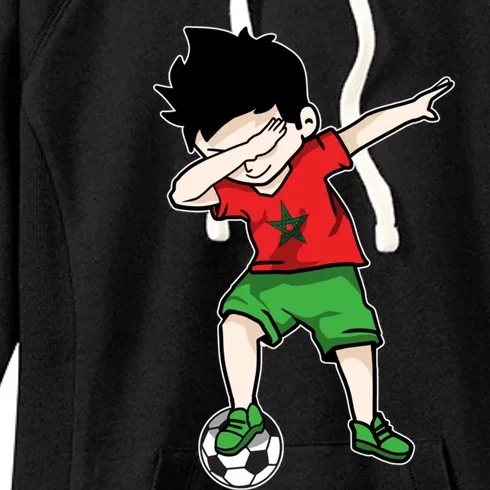 Dabbing Soccer Boy Morocco Football Funny Gift Moroccan Gift Women's Fleece Hoodie