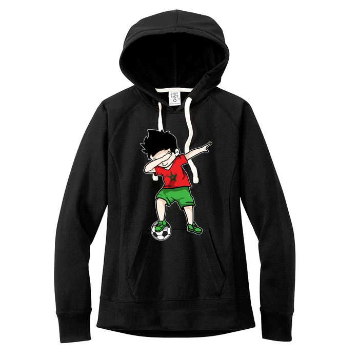 Dabbing Soccer Boy Morocco Football Funny Gift Moroccan Gift Women's Fleece Hoodie