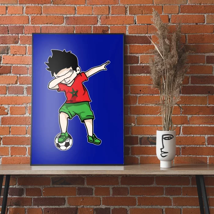 Dabbing Soccer Boy Morocco Football Funny Gift Moroccan Gift Poster