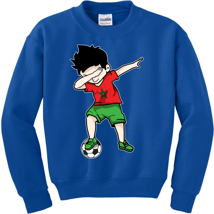 Dabbing Soccer Boy Morocco Football Funny Gift Moroccan Gift Kids Sweatshirt