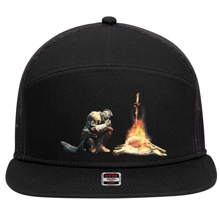 Dark Souls Bonfire TShirt 7 Panel Mesh Trucker Snapback Hat