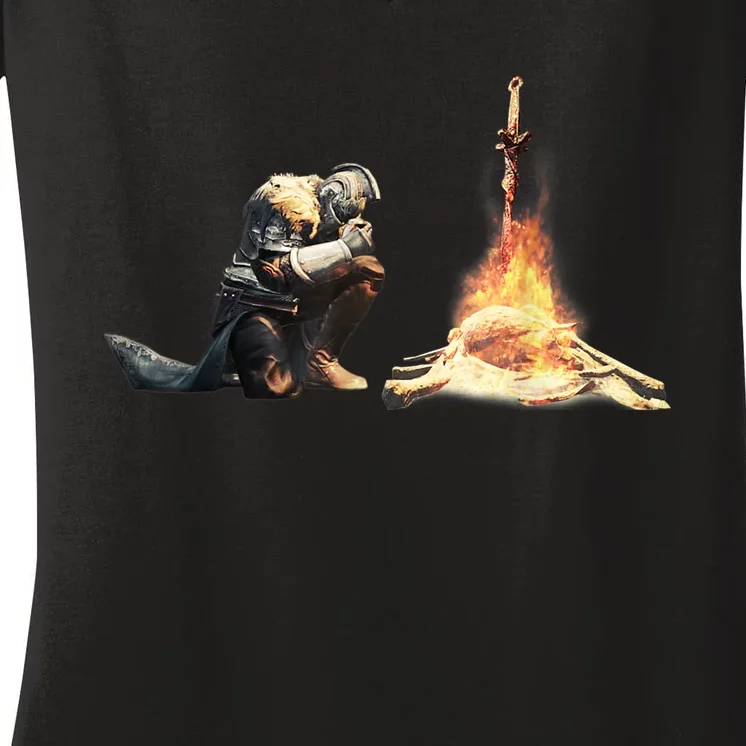 Dark Souls Bonfire TShirt Women's V-Neck T-Shirt