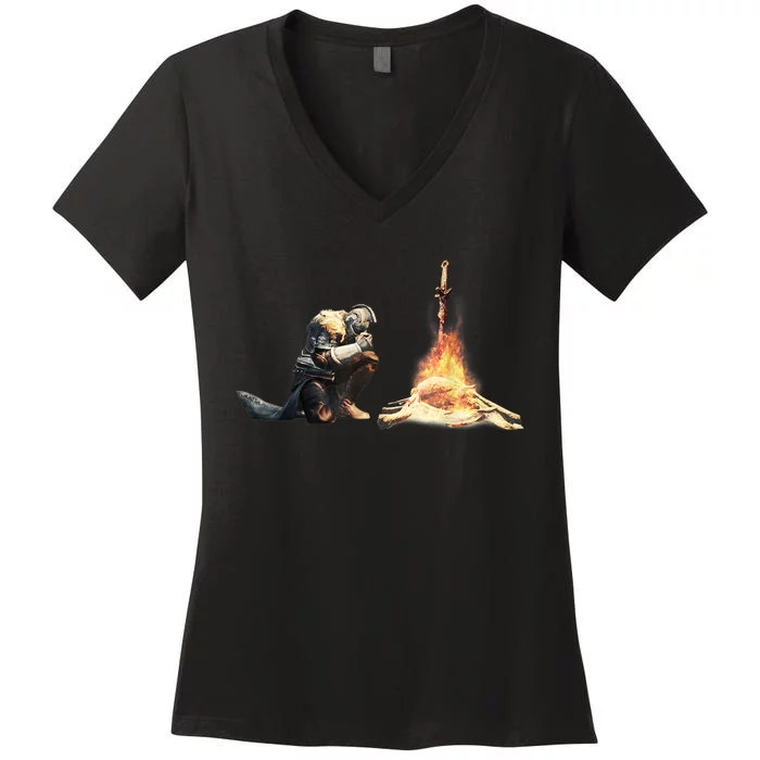 Dark Souls Bonfire TShirt Women's V-Neck T-Shirt