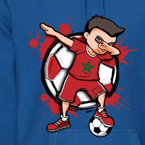 Dabbing Soccer Boy Morocco Football Fan Jersey Moroccan Flag Great Gift Premium Hoodie