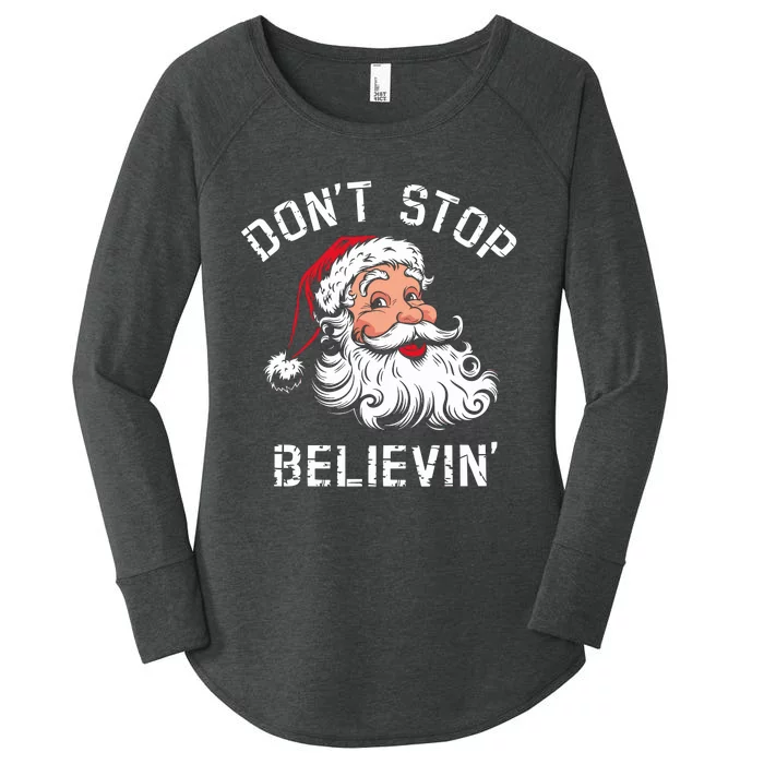 DonT Stop Believing Christmas Vintage Santa Funny Xmas Women's Perfect Tri Tunic Long Sleeve Shirt