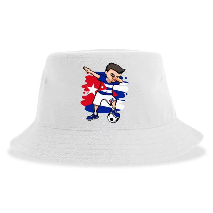 Dabbing Soccer Boy Cuba Jersey Cuban Football Fans Sport Sustainable Bucket Hat