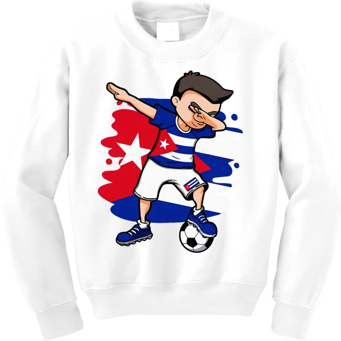 Dabbing Soccer Boy Cuba Jersey Cuban Football Fans Sport Kids Sweatshirt