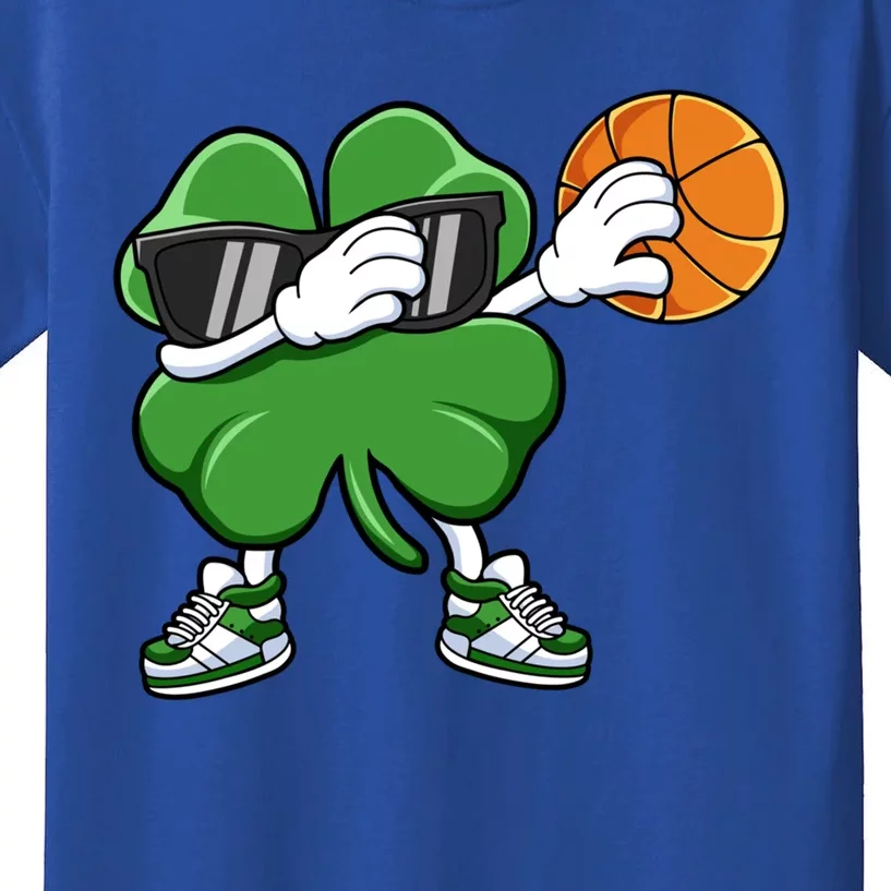 Dabbing Shamrock Basketball St Patricks Day Gift Meaningful Gift Kids T-Shirt