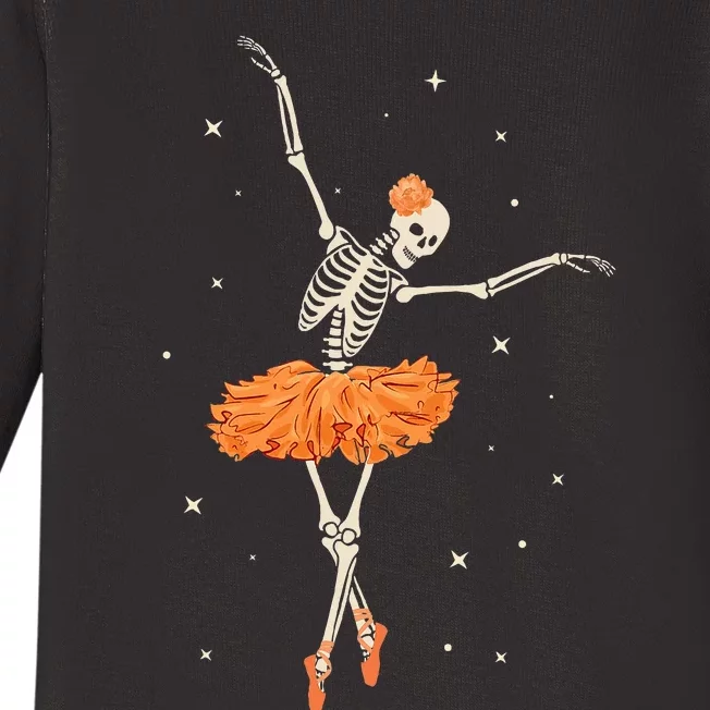 Dancing Skeleton Ballerina Ballet Dance Halloween Baby Long Sleeve Bodysuit