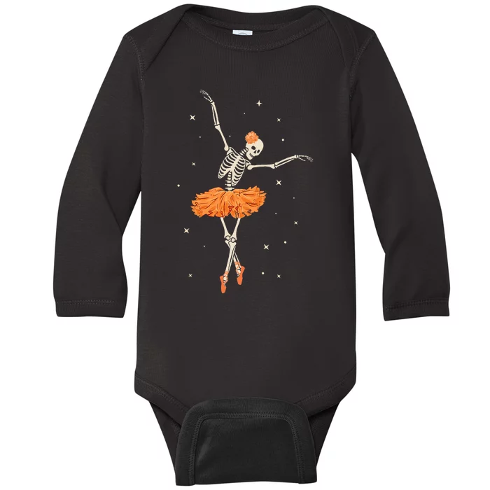 Dancing Skeleton Ballerina Ballet Dance Halloween Baby Long Sleeve Bodysuit