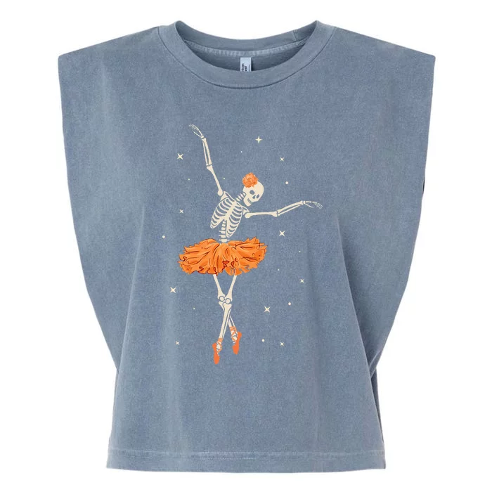 Dancing Skeleton Ballerina Ballet Dance Halloween Garment-Dyed Women's Muscle Tee