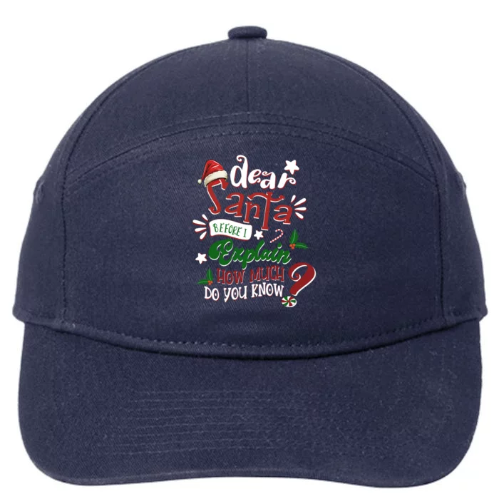 Dear Santa Before I Explain How Much Do You Know Christmas Gift 7-Panel Snapback Hat