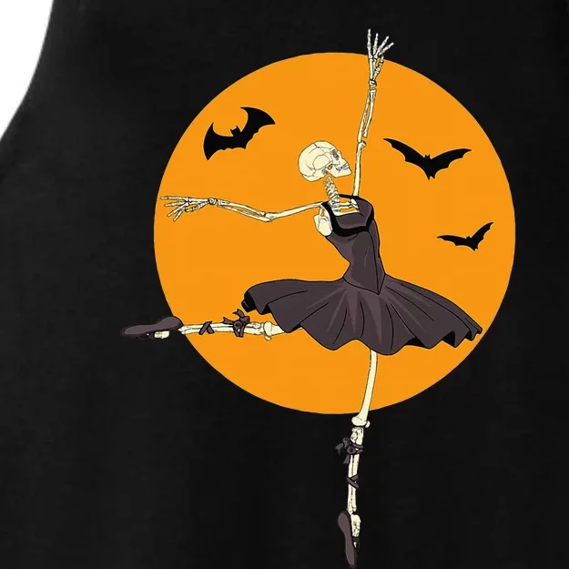 Dancing Skeleton Ballerina Ballet Dance Halloween Ladies Tri-Blend Wicking Tank