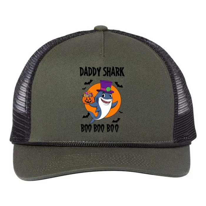 Daddy Shark Boo Boo Boo Funny Family Shark Halloween Retro Rope Trucker Hat Cap