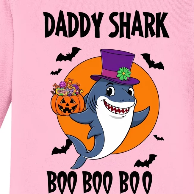 Daddy Shark Boo Boo Boo Funny Family Shark Halloween Baby Long Sleeve Bodysuit