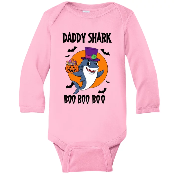 Daddy Shark Boo Boo Boo Funny Family Shark Halloween Baby Long Sleeve Bodysuit