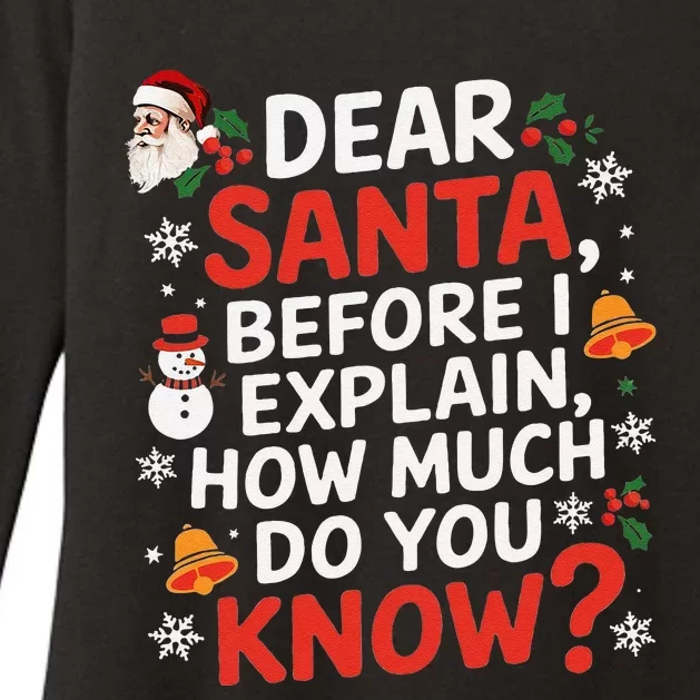 Dear Santa Before I Explain How Much Do You Know Funny Xmas Womens CVC Long Sleeve Shirt