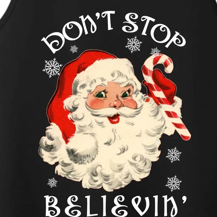 Don't Stop Believin Retro Santa Claus Performance Tank