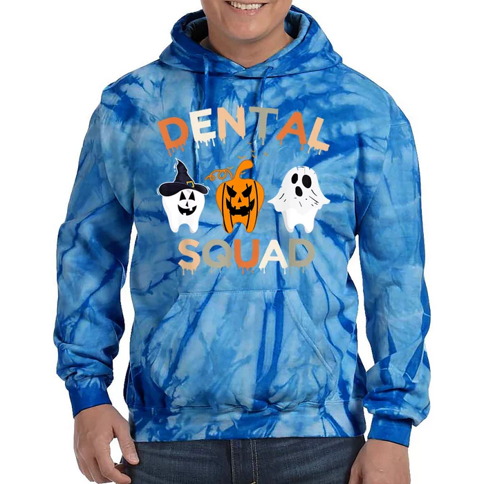 Dental Squad Boo Teeth Dentists Funny Halloween Retro Groovy Great Gift Tie Dye Hoodie