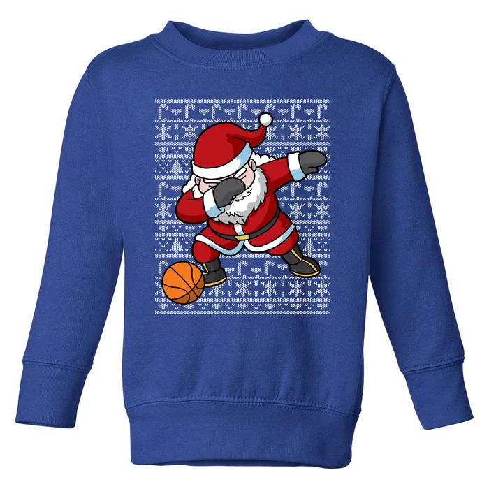 Dabbing Santa Basketball Ugly Christmas Sweater Pattern Cool Gift Toddler Sweatshirt