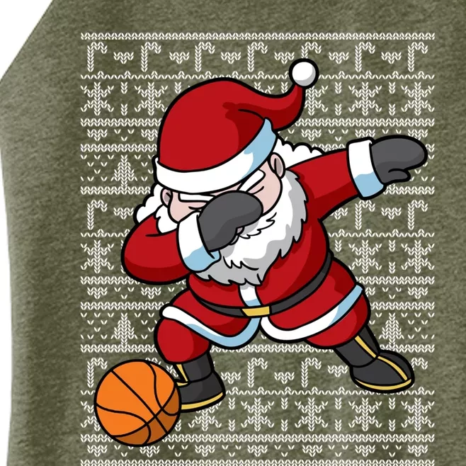 Dabbing Santa Basketball Ugly Christmas Sweater Pattern Cool Gift Women’s Perfect Tri Rocker Tank