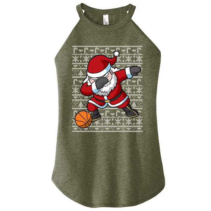 Dabbing Santa Basketball Ugly Christmas Sweater Pattern Cool Gift Women’s Perfect Tri Rocker Tank