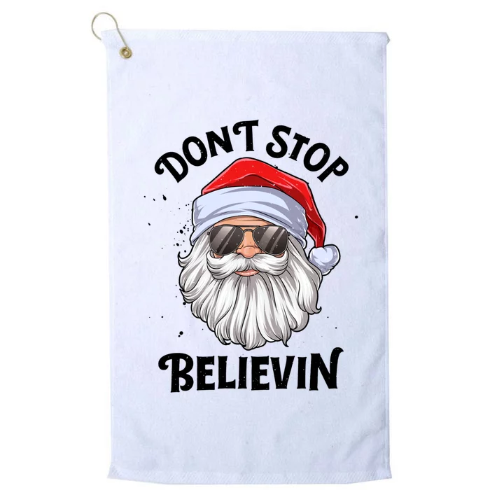 Don't Stop Believin Santa Christmas Boys Girls Funny Xmas Gift Platinum Collection Golf Towel