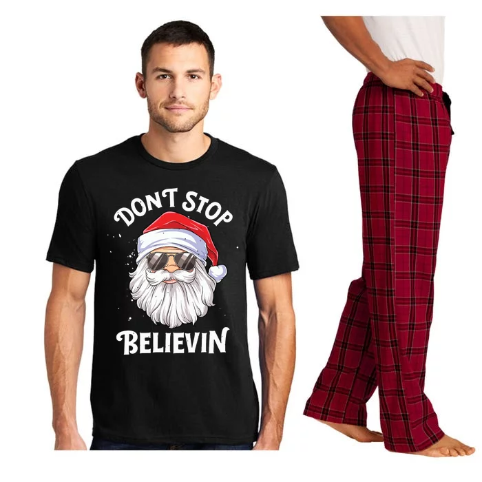 Dont Stop Believin Santa Funny Christmas Boy Kids Gifts Pajama Set