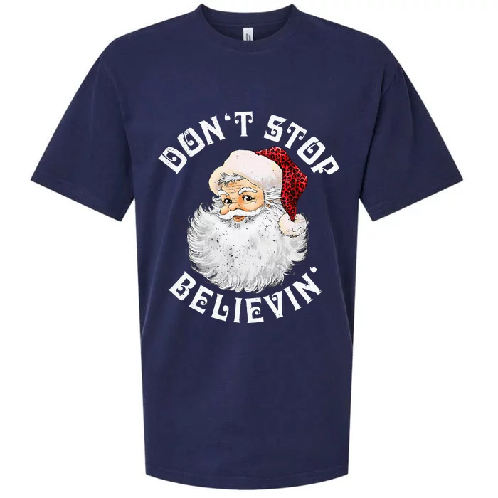 Don't Stop Believin Christmas Santa Pajamas Xmas Sueded Cloud Jersey T-Shirt