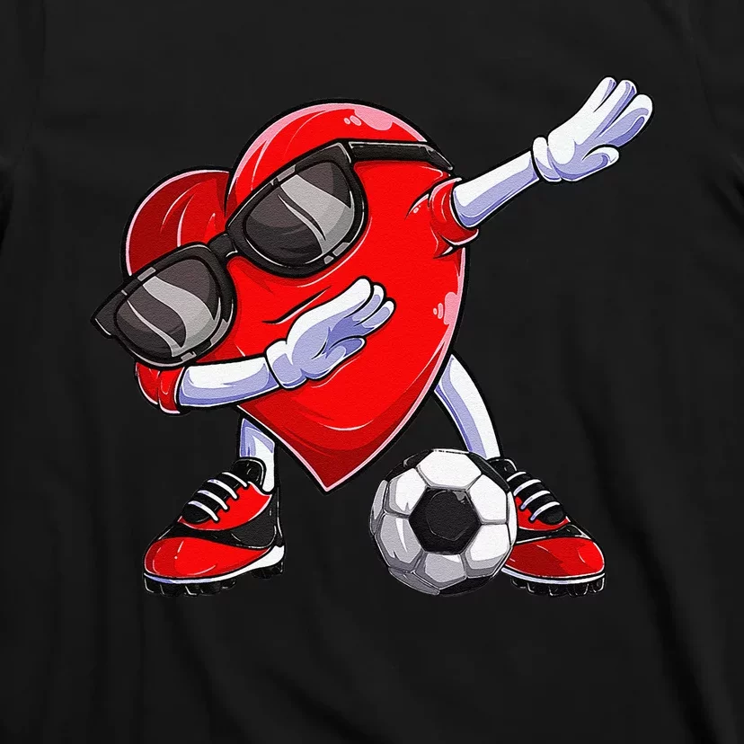 Dabbing Soccer Ball Heart funny Valentines Day T-Shirt