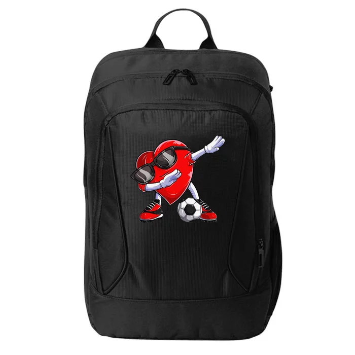 Dabbing Soccer Ball Heart funny Valentines Day City Backpack