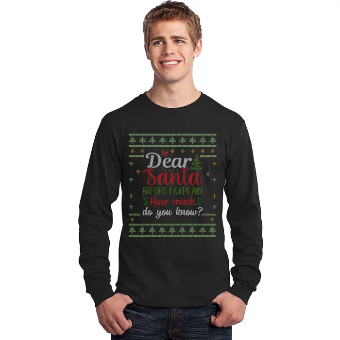 Dear Santa Before I Explain How Much Do You Know Christmas Long Sleeve Shirt