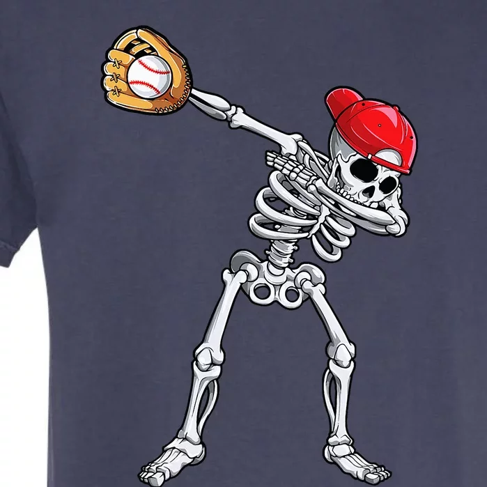 Dabbing Skeleton Baseball Halloween Player Catcher Pitcher Garment-Dyed Heavyweight T-Shirt