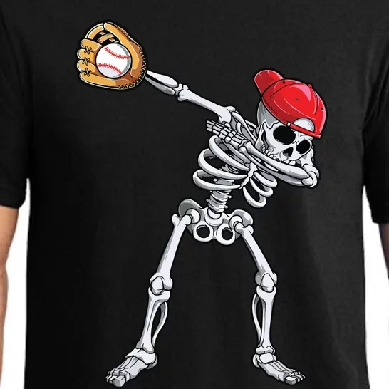 Dabbing Skeleton Baseball Halloween Player Catcher Pitcher Pajama Set