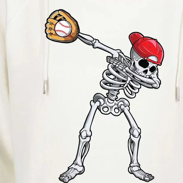 Dabbing Skeleton Baseball Halloween Player Catcher Pitcher Womens Funnel Neck Pullover Hood