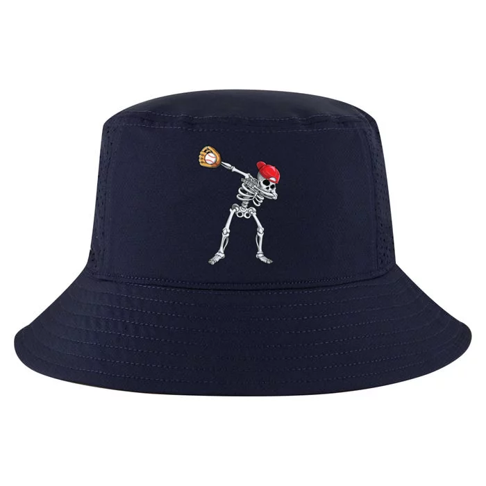 Dabbing Skeleton Baseball Halloween Player Catcher Pitcher Cool Comfort Performance Bucket Hat