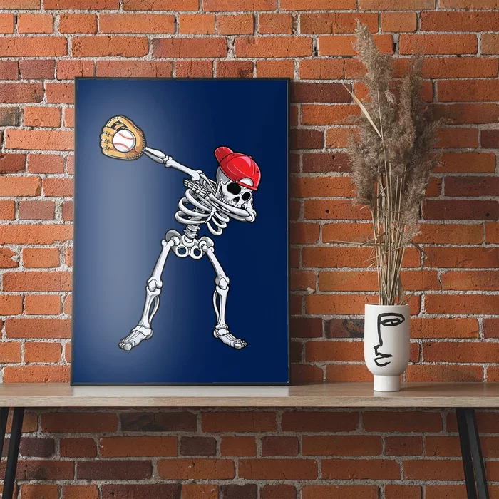 Dabbing Skeleton Baseball Halloween Player Catcher Pitcher Poster