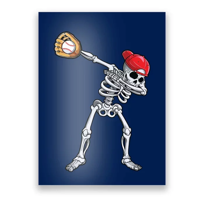 Dabbing Skeleton Baseball Halloween Player Catcher Pitcher Poster