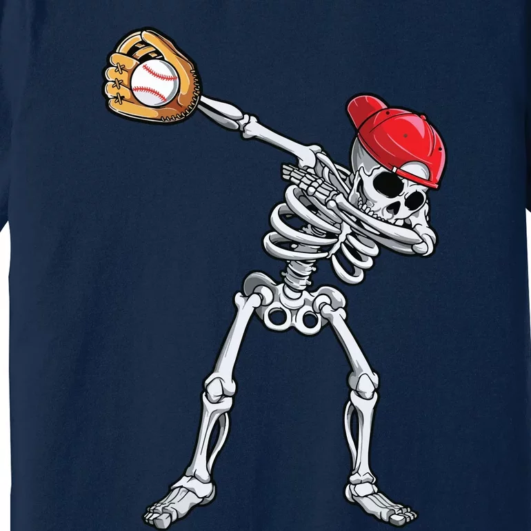 Dabbing Skeleton Baseball Halloween Player Catcher Pitcher Premium T-Shirt