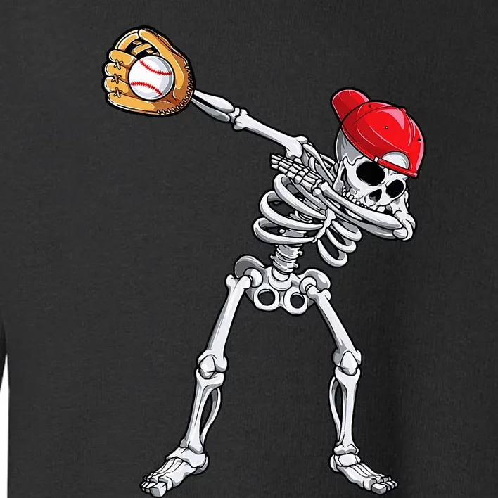 Dabbing Skeleton Baseball Halloween Player Catcher Pitcher Toddler Sweatshirt