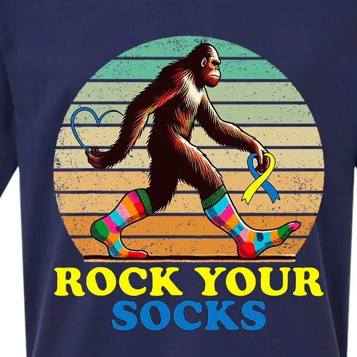 Down Syndrome Bigfoot Rock Your Socks Awareness Sasquatch Sueded Cloud Jersey T-Shirt