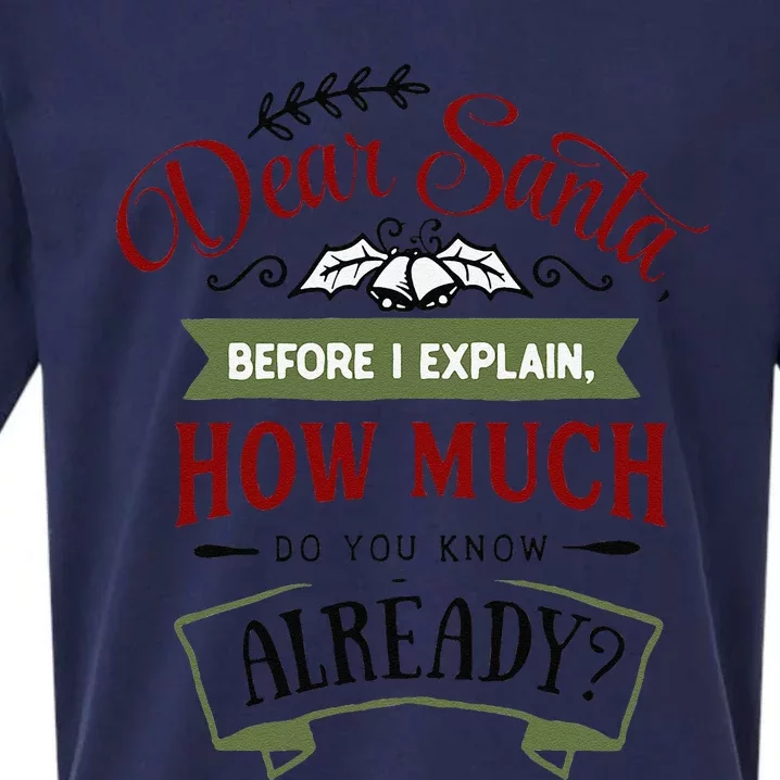 Dear Santa Before I Explain How Much Do You Know Already Sueded Cloud Jersey T-Shirt