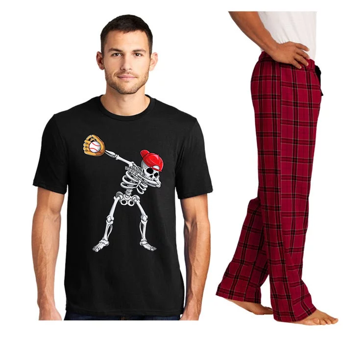 Dabbing Skeleton Baseball Halloween Player Catcher Pitcher Pajama Set